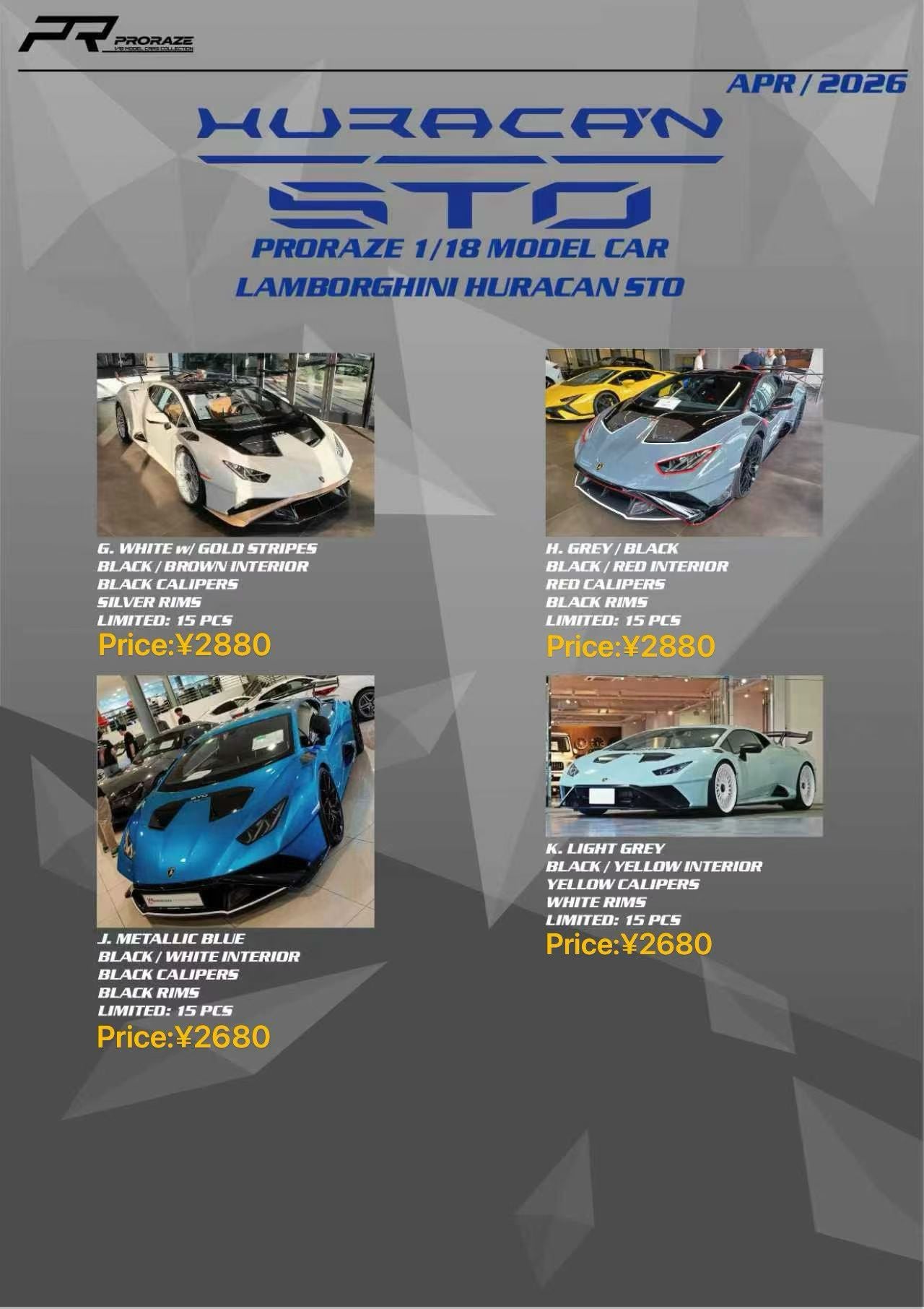 (Pre-Order) PR Models Huracan STO 1/18