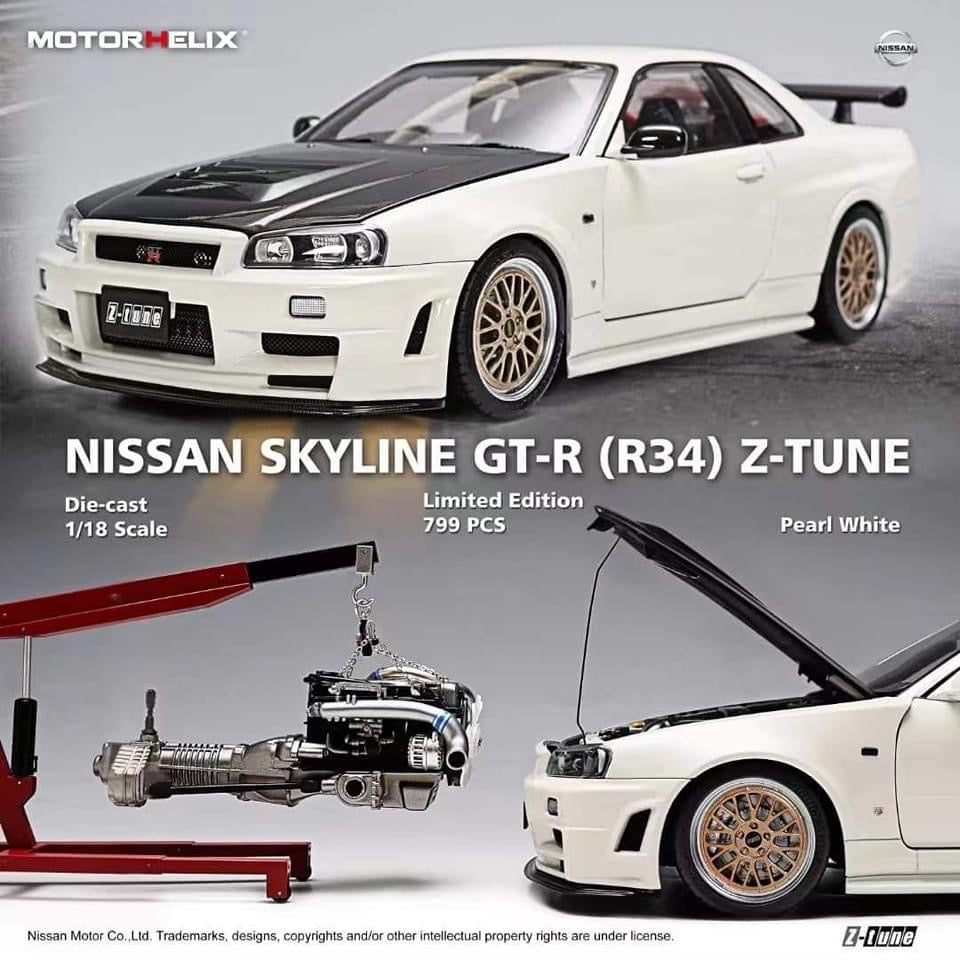 MotorHelix R34 Pearl White 1/18