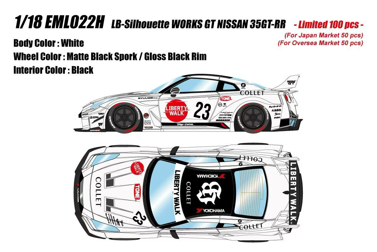 (Pre-Order) MakeUp 1/18 scale EML022 LB-Silhouette WORKS GT Nissan 35GT-RR