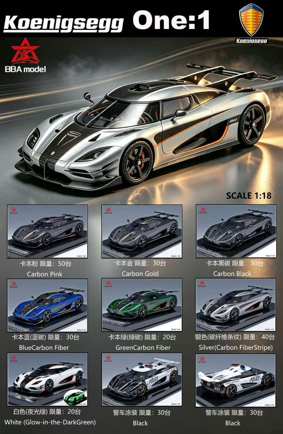 BBA model 1:18 Koenigsegg One:1
