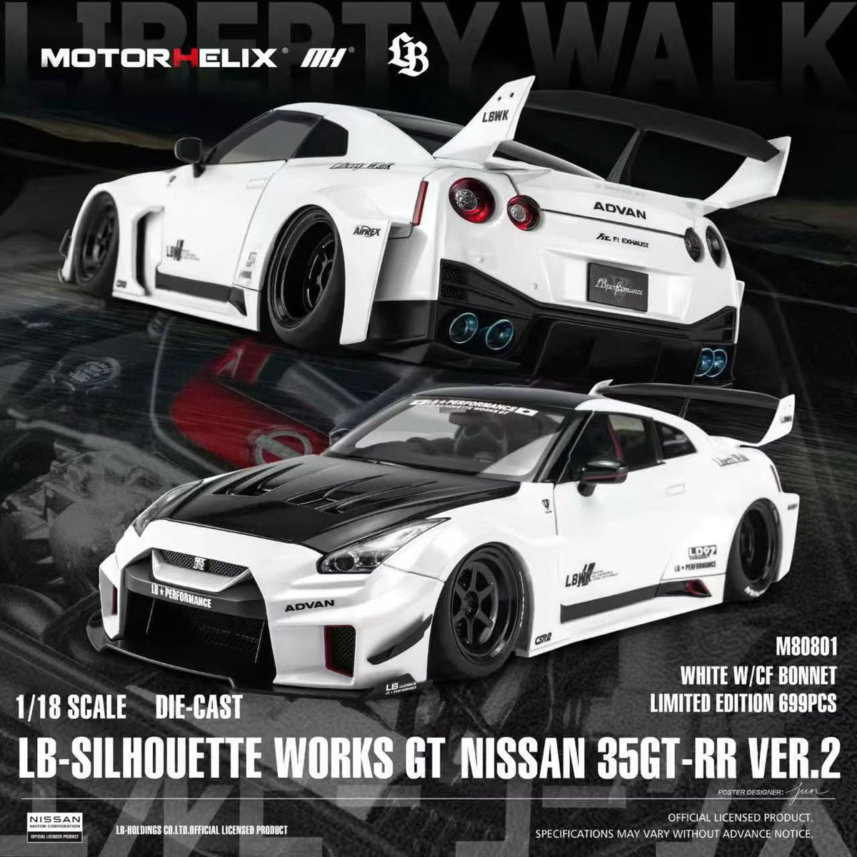 (Pre-Order) MotorHelix Nissan R35 GTR LBWK 1/18