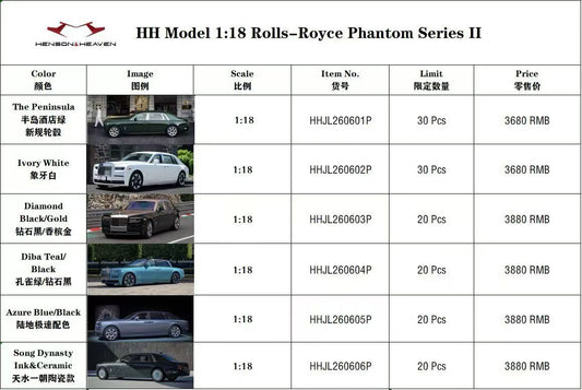 Henson & Heaven (HH Models) 1/18 Rolls-Royce Phantom Series II