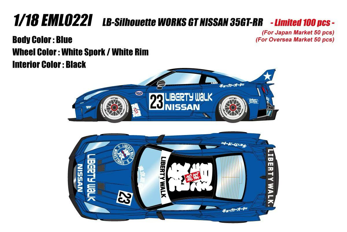 (Pre-Order) MakeUp 1/18 scale EML022 LB-Silhouette WORKS GT Nissan 35GT-RR