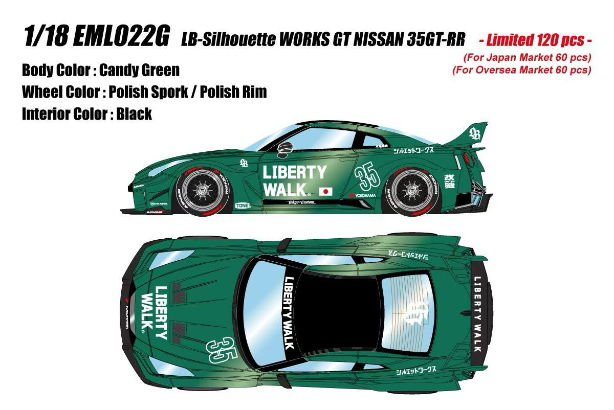 (Pre-Order) MakeUp 1/18 scale EML022 LB-Silhouette WORKS GT Nissan 35GT-RR