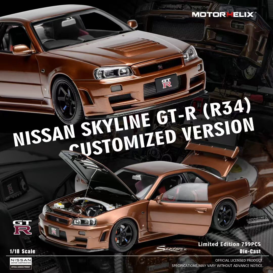 (Pre-Order) MotorHelix R34 GTR 1/18