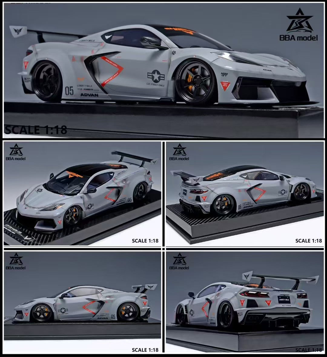 (Pre-Order) BBA Models C8 Corvette LBWK 1/18